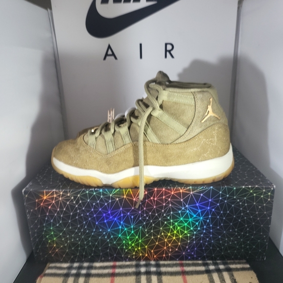Size 9.5 - Jordan 11 Retro Olive Lux 2018 Custom (Backyard 11s). Mens Size 8Fits - Picture 4 of 12